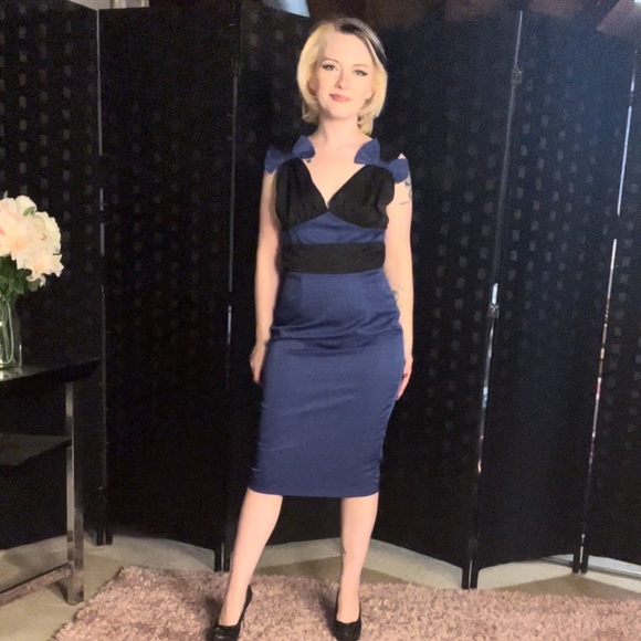 Lindy Bop Dresses & Skirts - Black and blue wiggle dress